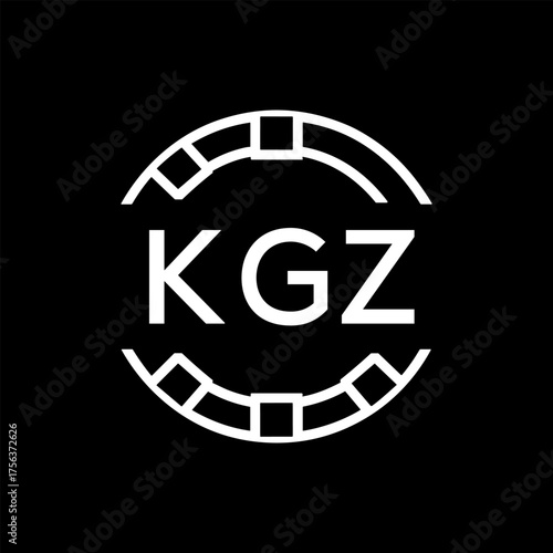 Clean Line Art Monogram Emblem for Brands, KGZ Later Logo, Unique Letter  Logo with Circular Motif, 
