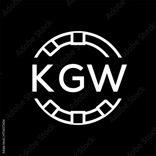 Clean Line Art Monogram Emblem for Brands, KGW Later Logo, Unique Letter  Logo with Circular Motif, 

