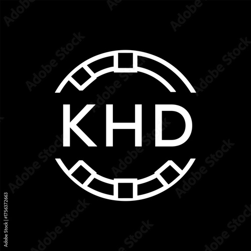 Clean Line Art Monogram Emblem for Brands, KHD Later Logo, Unique Letter  Logo with Circular Motif, 
