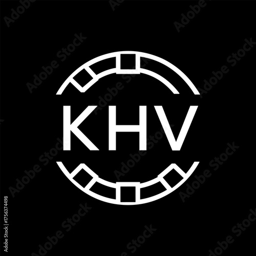 Clean Line Art Monogram Emblem for Brands, KHV Later Logo, Unique Letter  Logo with Circular Motif, 
