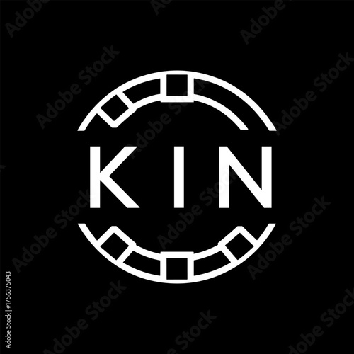 Clean Line Art Monogram Emblem for Brands, KIN Later Logo, Unique Letter  Logo with Circular Motif, 
