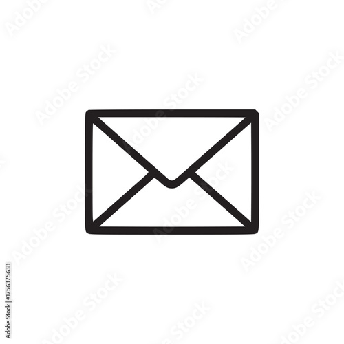 A simple black and white illustration of an envelope used for sending and receiving messages or mail