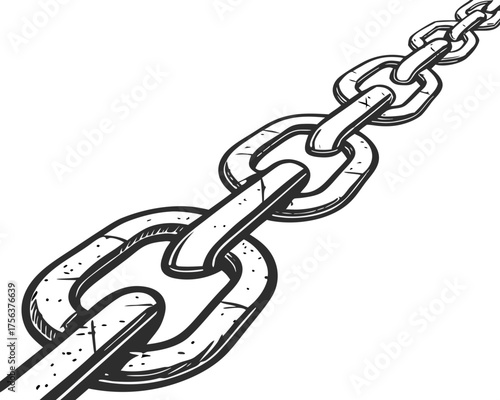 Closeup of a heavy metal chain link