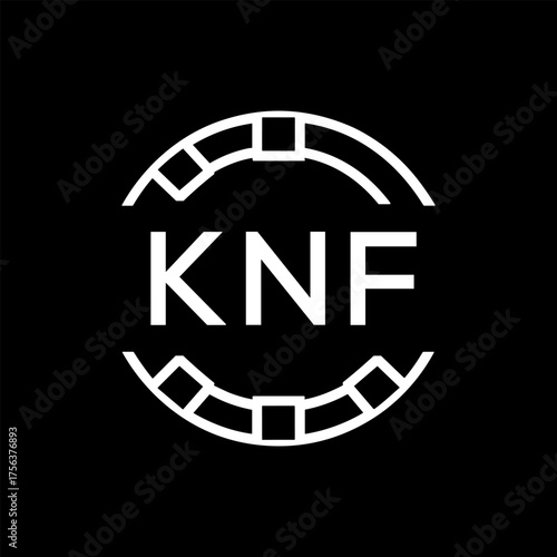 Clean Line Art Monogram Emblem for Brands, KNF Later Logo, Unique Letter  Logo with Circular Motif, 
