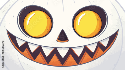 Spooky cartoon pumpkin face with glowing yellow eyes Keywords: pumpkin, halloween, face, spooky