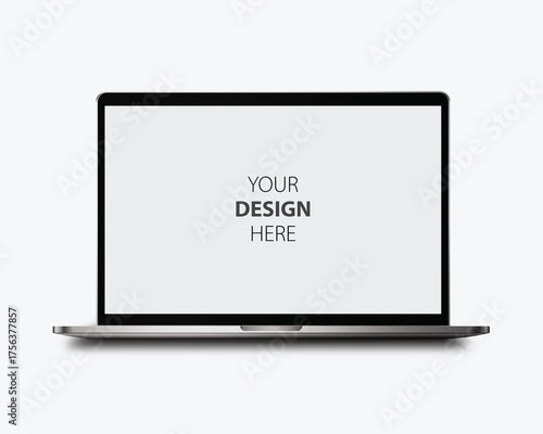 Obraz na płótnie Realistic modern laptop mockup front view on white background - vector graphic