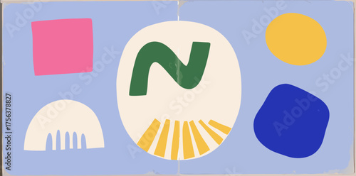 Creative exploration of shapes and colors in a modern artistic design featuring geometric forms and vibrant tones