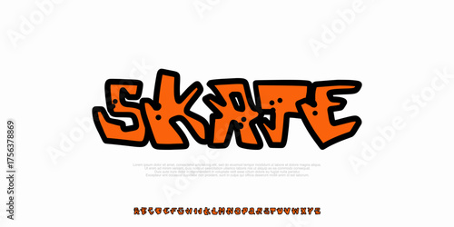 Cartoon Handdrawn alphabet, playful letters, bold geometric graffiti font for kid toy logo, youthful lettering, joyful headlines, and comic book typography. Vector typeset