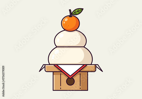 Stacked mochi tangerine and stand line art