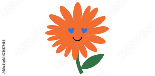 Bright and cheerful flower with a smiling face brings joy in a simple yet artistic design