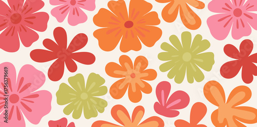 Colorful flower pattern brings cheerful energy to any space, enhancing the mood with vibrant hues and playful designs for decor