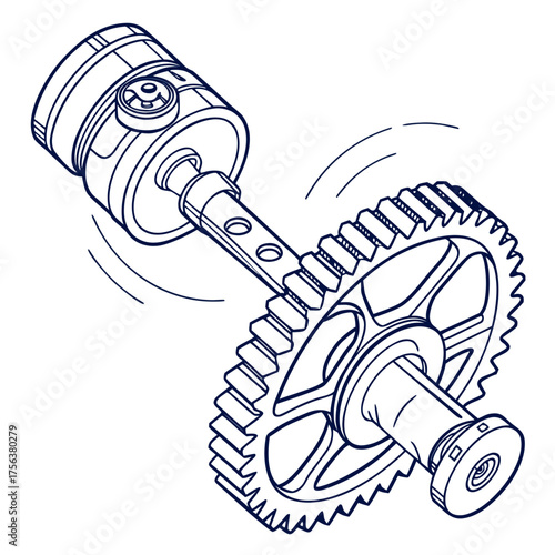 Vector art of rotating engine