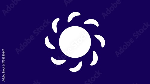 A bright sun symbol on a deep blue background signifies warmth, light, and renewal, representing life, clarity, and the infinite power of solar energy