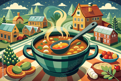 vector of Erwtensoep or Dutch pea soup is a warm and hearty dish that evokes the authentic taste of Dutch homes on cold winter days.