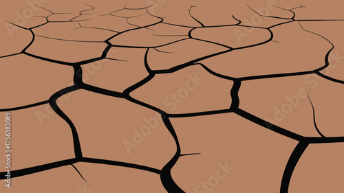 Dry cracked earth texture creates a dramatic backdrop, perfect for climate change awareness campaigns or a desert landscape illustration