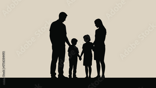 Silhouette of a loving family holding hands showing togetherness, unity, and family values, perfect for heartwarming campaigns and family-focused marketing