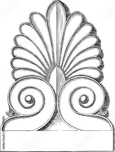 Elegant acanthus leaf and volute motif, a classic architectural flourish evoking timeless design and historical grandeur for sophisticated projects.
