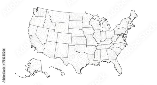 Detailed topographical map of the United States perfect for geography lessons, educational materials, or presentations on American landscapes