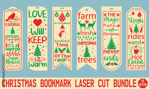 Christmas Bookmark Laser Cut Design Featuring Angels, Stars, and Snowflakes, Ideal for Handmade Gifts, Paper Crafting, and Holiday Themed Reading Accessories
