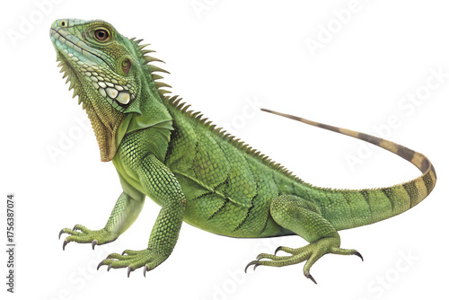 Wallpaper Mural Green iguana reptile standing alert isolated on transparent background Torontodigital.ca