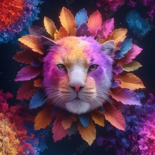 Aggressive cat face graphical design 