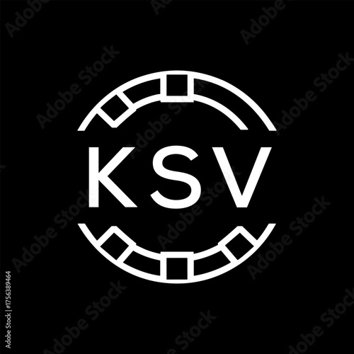 Modern  Tech Logo Design – Futuristic Blue and White Circular Emblem on Black Background, KSV Later Logo, 
