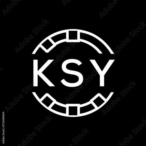 Modern  Tech Logo Design – Futuristic Blue and White Circular Emblem on Black Background, KSY Later Logo, 
