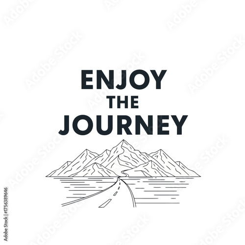 Vector art of enjoy the journey mountain road illustration