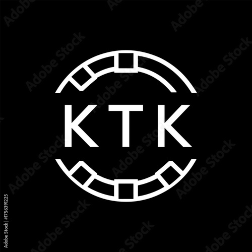 Modern  Tech Logo Design – Futuristic Blue and White Circular Emblem on Black Background, KTK Later Logo, 
