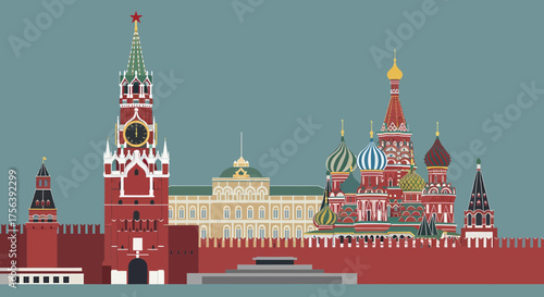 Iconic Kremlin And Saint Basil's Cathedral Silhouette Panorama