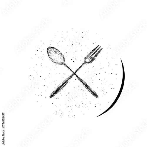 Spoon and fork restaurant logo design black and white cutlery kitchenware dining illustration graphic art