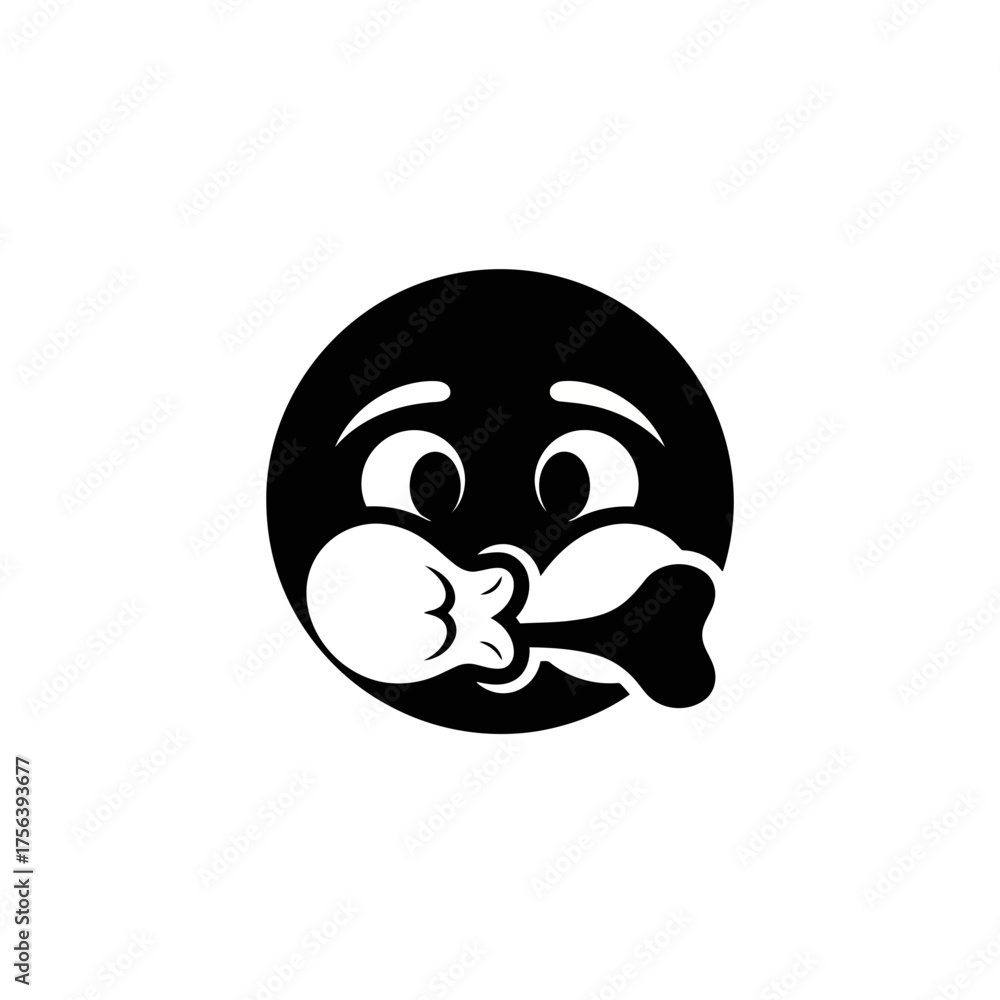 Fototapeta premium Emoji blowing a raspberry silhouette isolated on white background