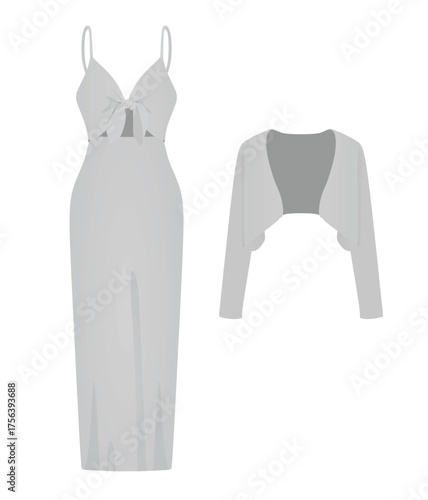 Bolero and dress. vector illustration	
