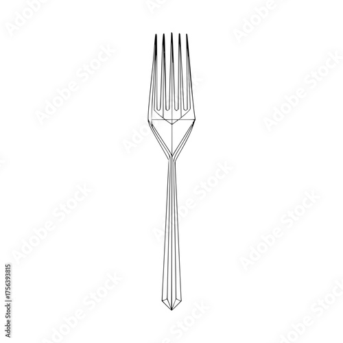 Fork vector illustration outline drawing kitchen utensil silverware dining equipment design element for graphics