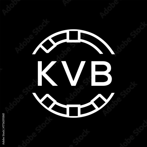 Modern  Tech Logo Design – Futuristic Blue and White Circular Emblem on Black Background, KVB Later Logo, 
