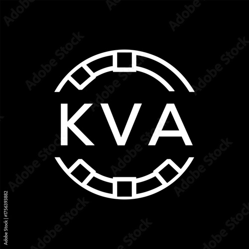 Modern  Tech Logo Design – Futuristic Blue and White Circular Emblem on Black Background, KVA Later Logo, 
