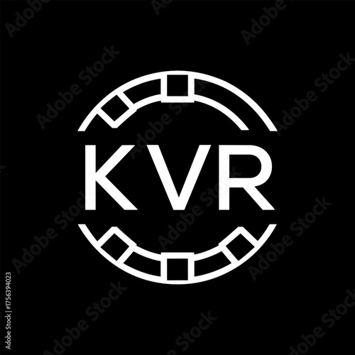 Modern  Tech Logo Design – Futuristic Blue and White Circular Emblem on Black Background, KVR Later Logo, 
