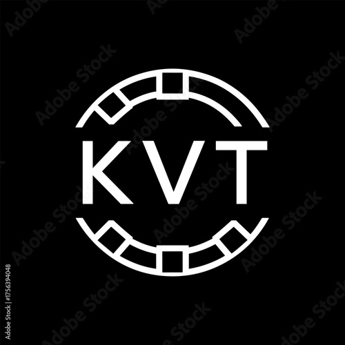 Modern  Tech Logo Design – Futuristic Blue and White Circular Emblem on Black Background, KVT Later Logo, 
