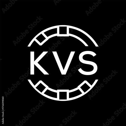 Modern  Tech Logo Design – Futuristic Blue and White Circular Emblem on Black Background, KVS Later Logo, 
