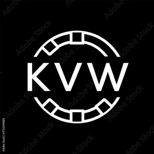 Modern  Tech Logo Design – Futuristic Blue and White Circular Emblem on Black Background, KVW Later Logo, 
