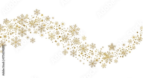 Elegant Gold Snowflake Glitter Swirl Festive Holiday Decoration Abstract Background