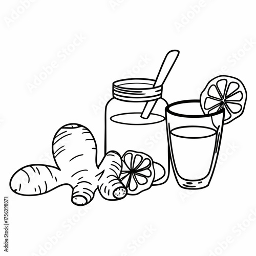 flat-lay-of-ginger-lemon-detox-kit-on-wood