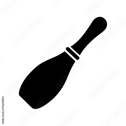 Single black bowling pin silhouette isolated on white background studio shot