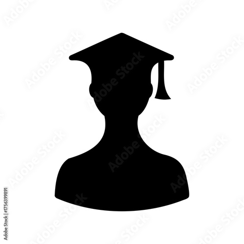 Graduation portrait silhouette celebrating academic achievement with mortarboard graduation cap