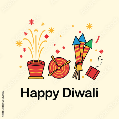 Colorful Diwali Firecrackers Illustration