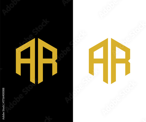 AR Initial Monogram in Geometric Hexagon Shape Modern Lettermark Design