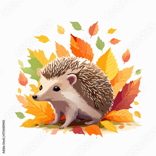 Igel zwischen Herbstblättern