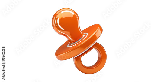 Vibrant Orange Pacifier with White Accents.