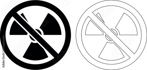 No radiation safety symbol illustration in black and white styles