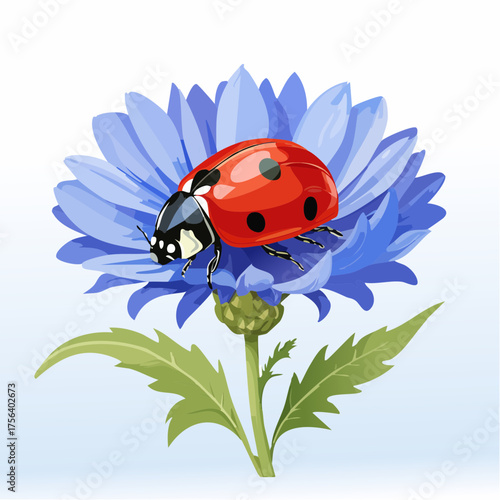 Marienkäfer auf Kornblume